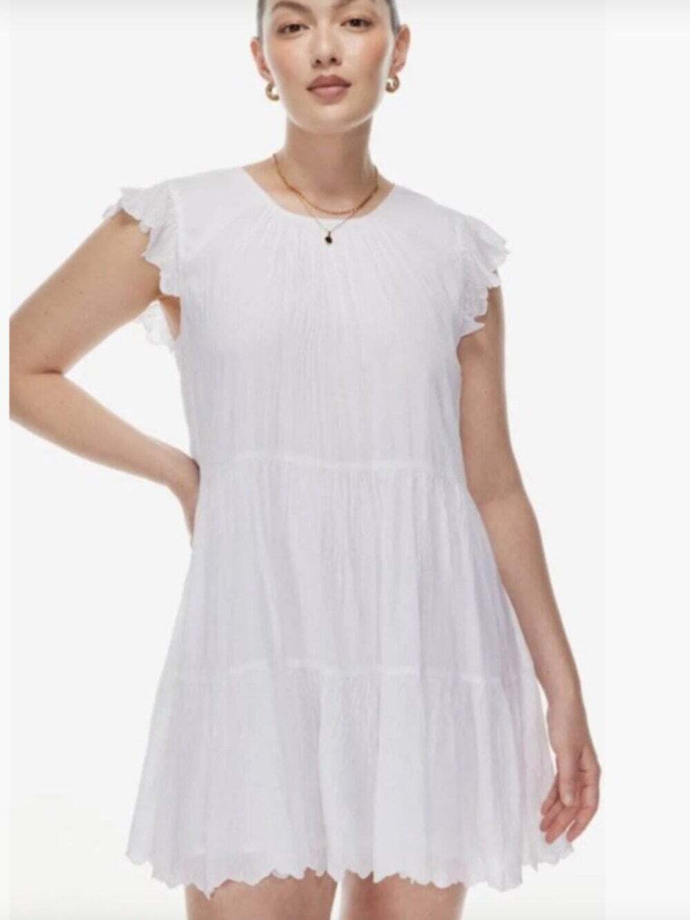 Aritzia Wilfred Sidonie Dress XS White Tiered Babydoll Boho Romantic Cottagecore